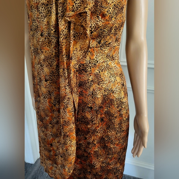 Cynthia Steffe Metallic Brown Retro Silk Dress - Size 0 - Picture 5 of 7
